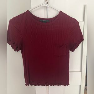 Forever 21 Cropped Maroon Baby tee